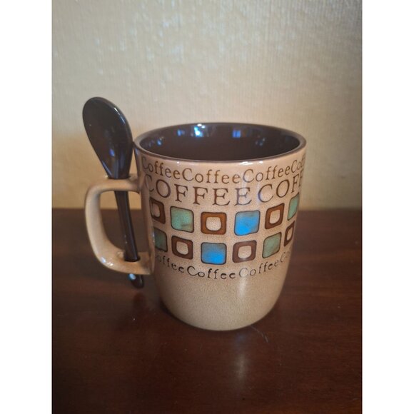 4 Piece Set Mr Coffee Café Americano Stoneware Mug & Spoon Set - Picture 6 of 9